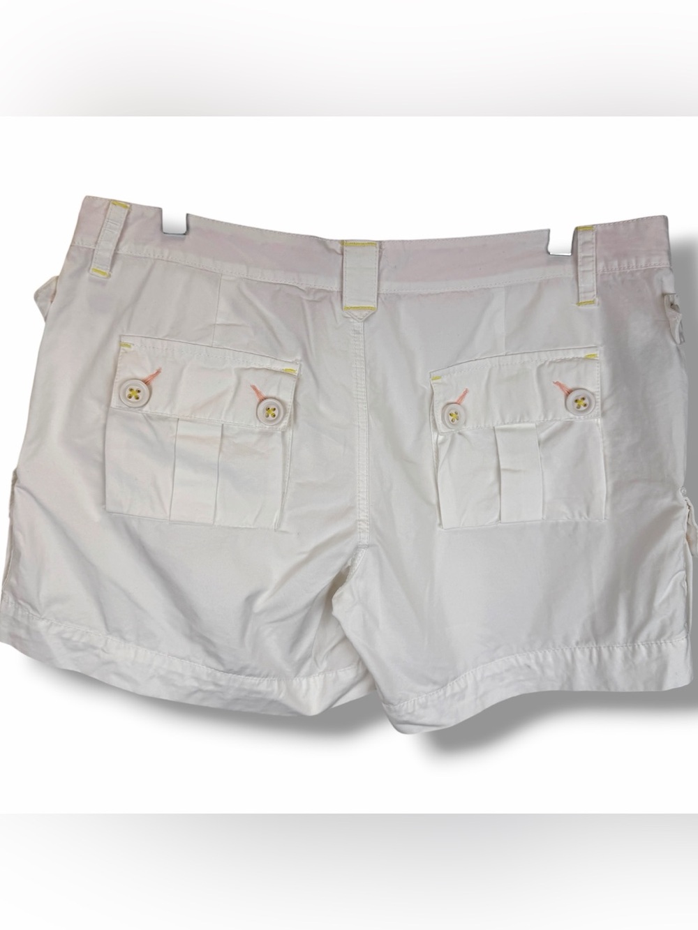 Old Navy Vintage Y2K Cotton White Pink Low Waisted Low Rise Cargo Shorts size 10 - Picture 2 of 5